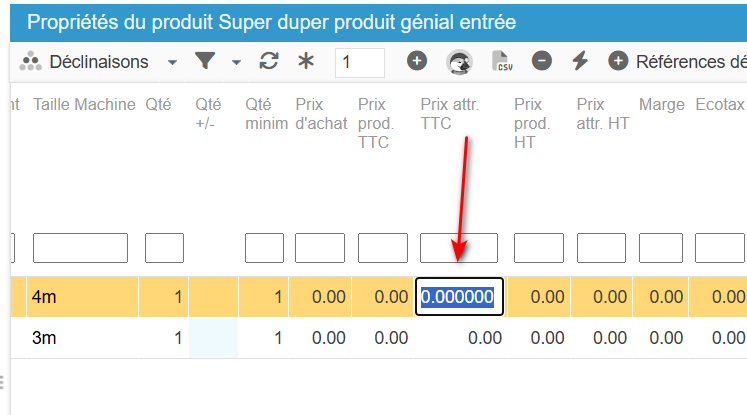 Tarification de vos déclinaisons | Store Commander Docs